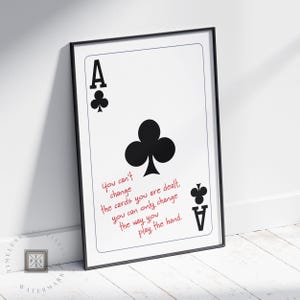 Impressão de carta de baralho, arte motivacional e citação inspiradora, pôster estético retrô, decoração de parede para seu espaço