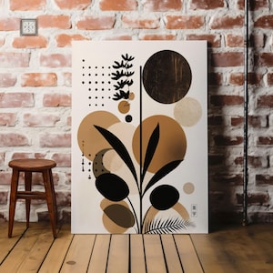 Boho Wall Art Abstract Botanical Print Minimalist Green and Terracotta Scandinavian Nature-Inspired Decor Japandi wall art
