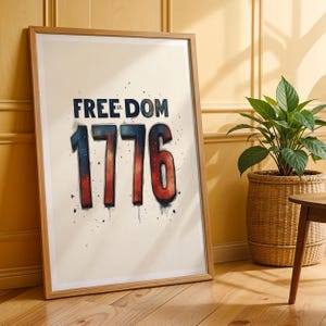 Vrijheid muur print vintage patriottische print Art rustiek Americana decor VS vlag stijl Est 1776 Independence Day papier Home Sign