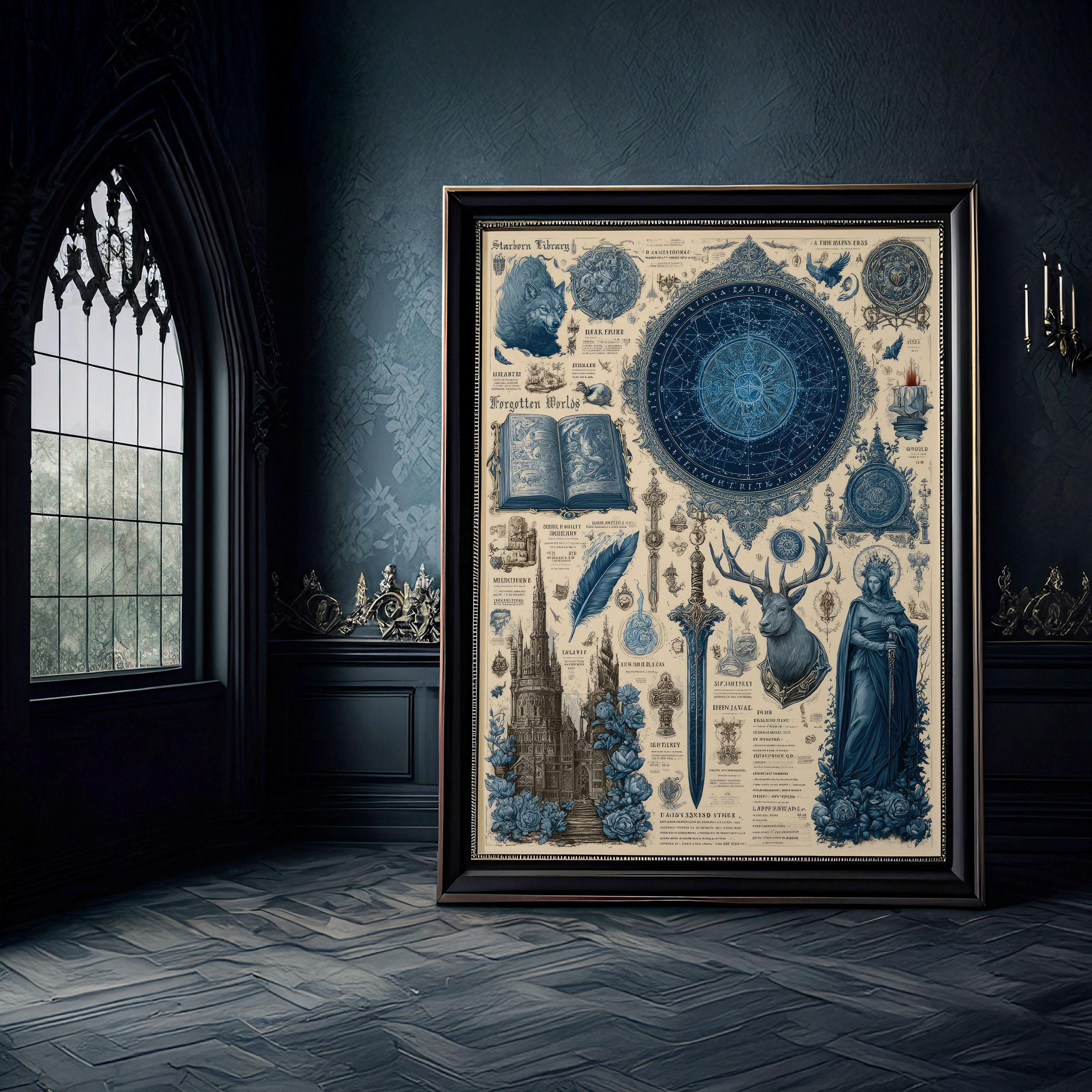 Library of Forgotten Worlds - Dark Academia Fantasy Poster With Fae ...