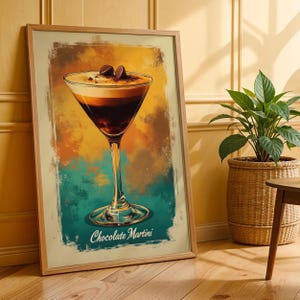Chocolate Martini Art Print Bar Cart Decor Cocktail Poster Party Signature Drink Sign Trendy Wall Art Minimalist Elegant Sophisticated