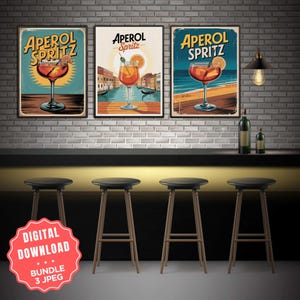 Aperol Spritz Art Print Bar Cart Decor Cocktail Party Signature Drink Sign Trendy Wall Art Minimalistyczny Elegancki Wyrafinowany