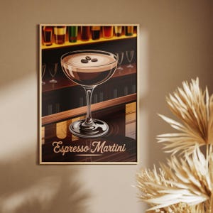 Espresso Martini Art Print Bar Cart Decor Cocktail Poster Party Signature Drink Sign Trendy Wall Art Minimalist Elegant Sophisticated