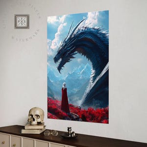 Throne of Glass Wall Art Abraxos and Manon Blackbeak Fantasy Adventure Digital Print Kingdom of Ash Dragon and Rider Gift for Book Lovers