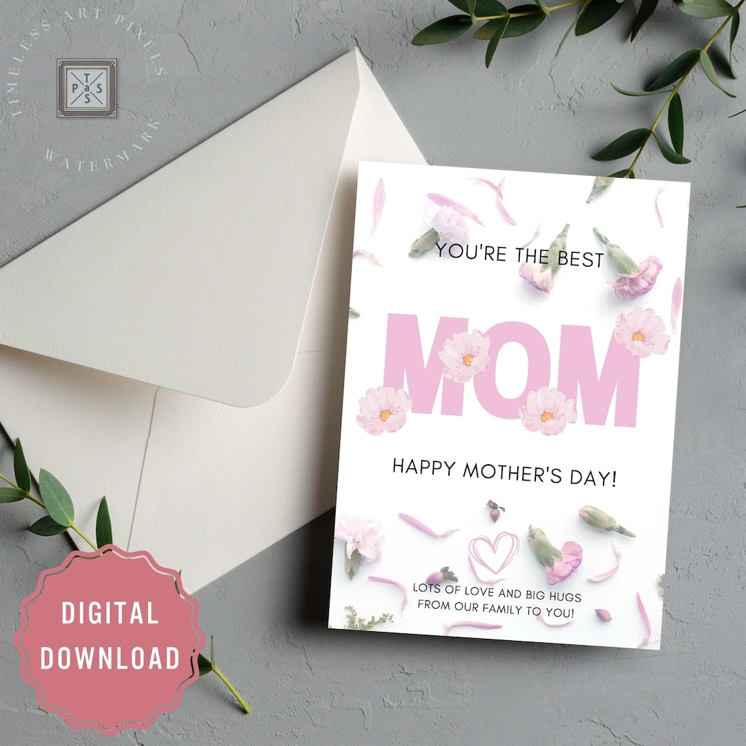 Mothers Day Card Template Editable Canva Design Printable Digital ...