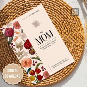 Naar MAM-kaart Moederdag uitnodiging sjabloon bewerkbare canva kaart aanpasbare tekst afdrukbare digitale download