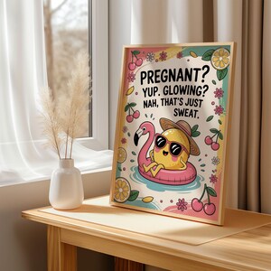 Lustiges Mom Poster Schwangerschaft Sommer Zitrone Float Humor Art Print Cute Mutterschaftswanddekor für Mamas-to-be Babypartygeschenk zum Ausdrucken
