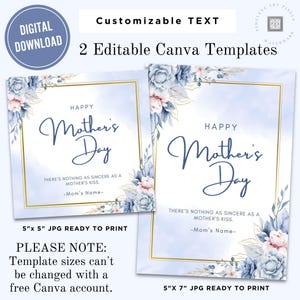 Happy Mothers Day-kaartsjabloon bewerkbaar Canva-ontwerp Afdrukbare digitale download Aanpasbare TEKST voor moeder