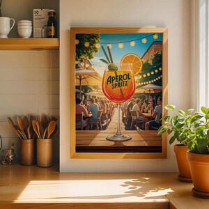Aperol Spritz Art Print Bar Cart Decor Cocktail Poster Party Signature Drink Sign Trendy Wall Art Minimalist Elegant Sophisticated