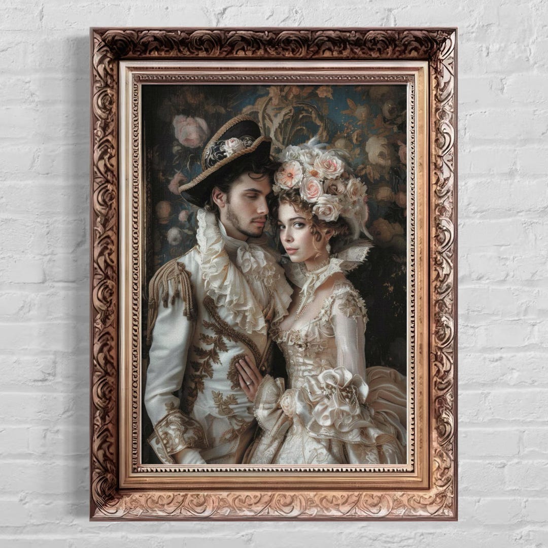 Vintage Oil Painting | Romantic Rococo Couple Digital Download, Vintage ...