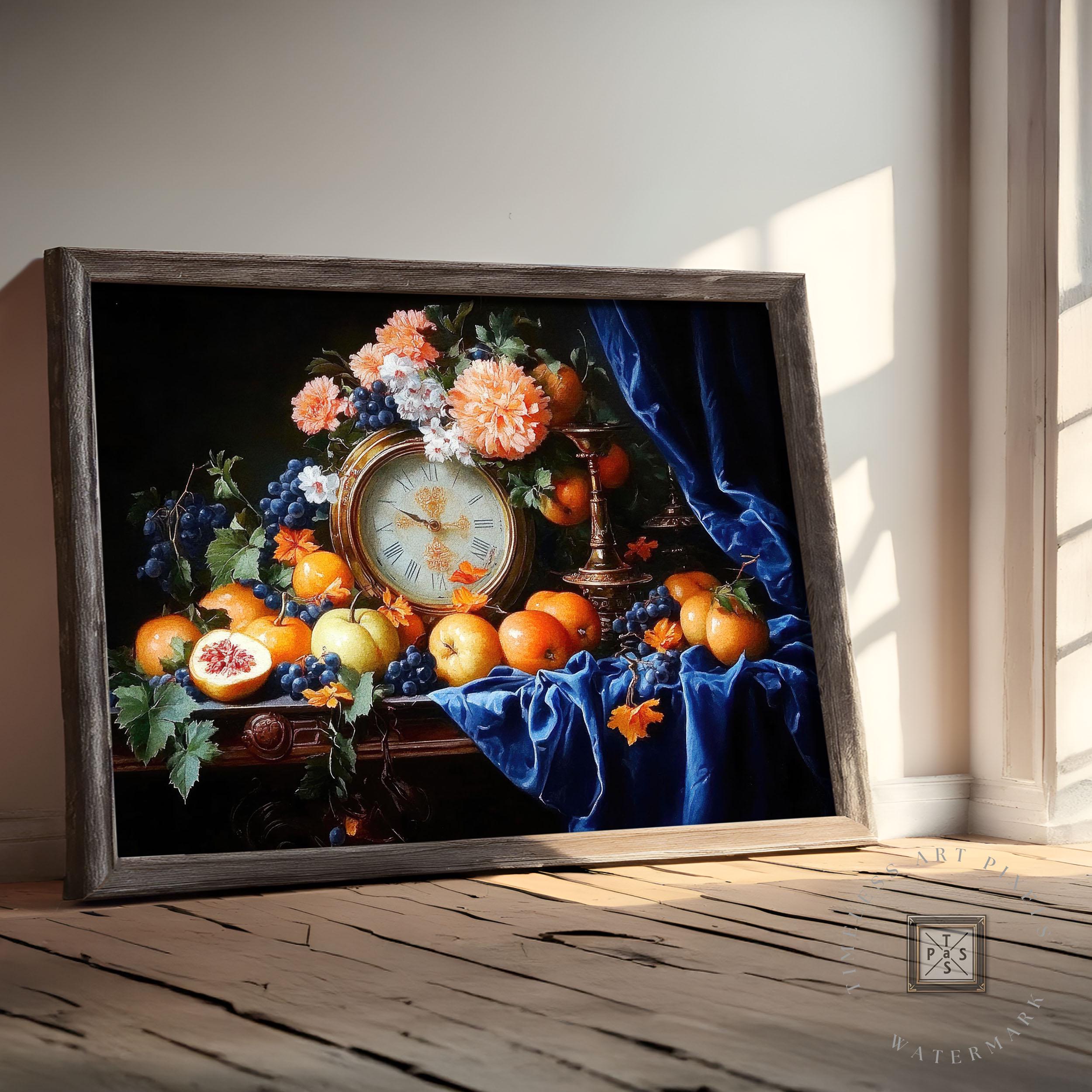 バロック静物画：エレガントなフルーツとゴールド（デジタル