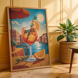 Aperol Spritz Kunstdruck Bar Warenkorb Dekor Cocktail Poster Party Signature Drink Schild Trendige Wandkunst Minimalistisch Elegante Raffiniert