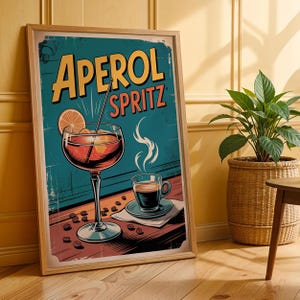 Aperol Spritz Art Print Bar Cart Decor Cocktail Poster Party Signature Drink Sign Trendy Wall Art Minimalist Elegant Sophisticated