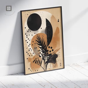Boho Wall Art Abstract Botanical Print Minimalist Green and Terracotta Scandinavian Nature-Inspired Decor Japandi wall art