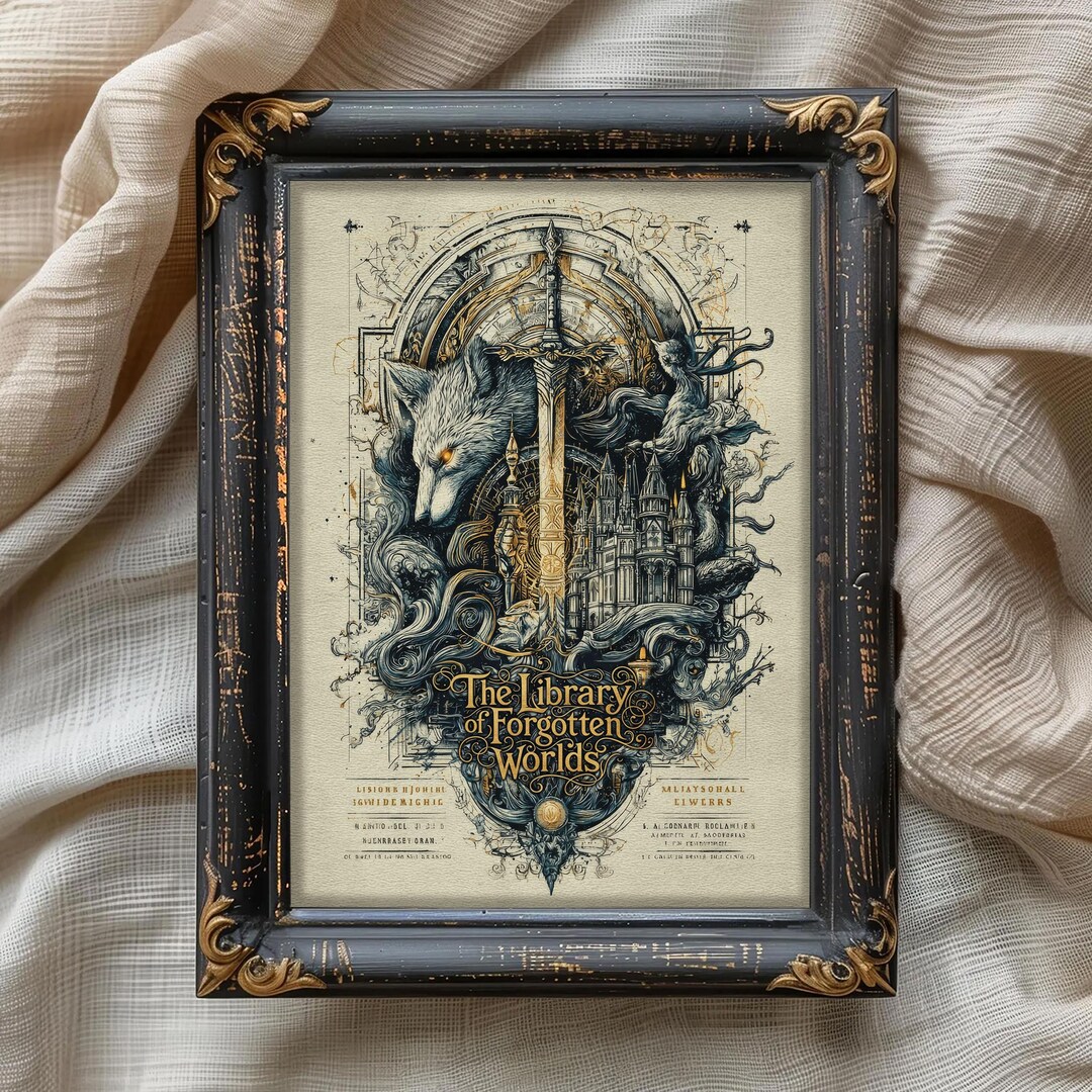The Library of Forgotten Worlds Dark Academia Fantasy Poster With Fae ...