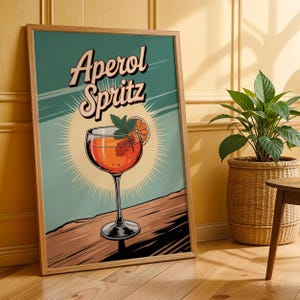 Aperol Spritz Art Print Bar Cart Decor Cocktail Poster Party Signature Drink Sign Trendy Wall Art Minimalist Elegant Sophisticated
