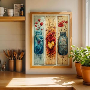 Süßer Tee Veranda Druck Träume Einmachglas Blumenwand Kunst Druck Rustikaler Südsommer Poster Land Küche Dekor Aquarell Papier Kunst