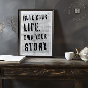 Masculine Wall Art Print Industrial Motivational Poster for Man Cave and Office Decor Black and White Modern Home Art