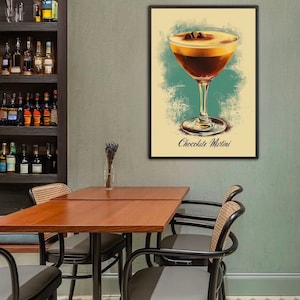 Chocolate Martini Art Print Bar Cart Decor Cocktail Poster Party Signature Drink Sign Trendy Wall Art Minimalist Elegant Sophisticated