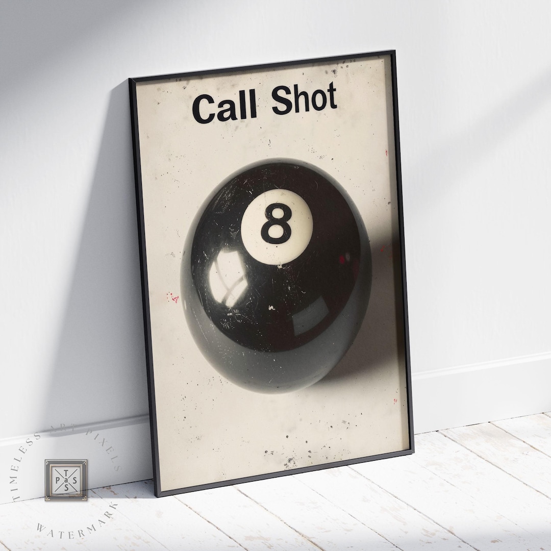 Billiard Wall Art Retro 8 Ball Pool Ball Print Game Room Poster Man ...
