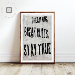 Masculine Wall Art Print Industrial Motivational Poster for Man Cave and Office Decor Black and White Modern Home Art