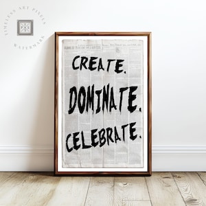 Masculine Wall Art Print Industrial Motivational Poster for Man Cave and Office Decor Black and White Modern Home Art