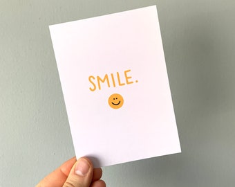 Smile postcard, Smile mini print, Mental health postcard, Inspirational mini print