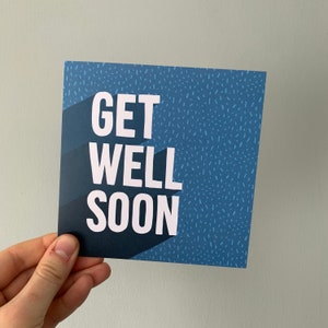 Get Well Soon Card, Get Well Card, Poorly Card, Blue Get Well Soon Card, Get Well Soon Card For Him / For Her, Mignon Get Well Soon Card