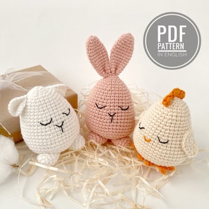 Crochet easter eggs pattern Amigurumi eggs PDF pattern Easter decoration Crochet bunny pattern baby Easter decoration Crochet chick Ukraine image 1