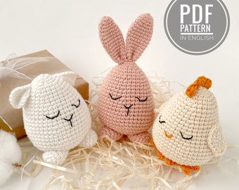 Crochet easter eggs pattern Amigurumi eggs PDF pattern Easter decoration Crochet bunny pattern baby Easter decoration Crochet chick Ukraine