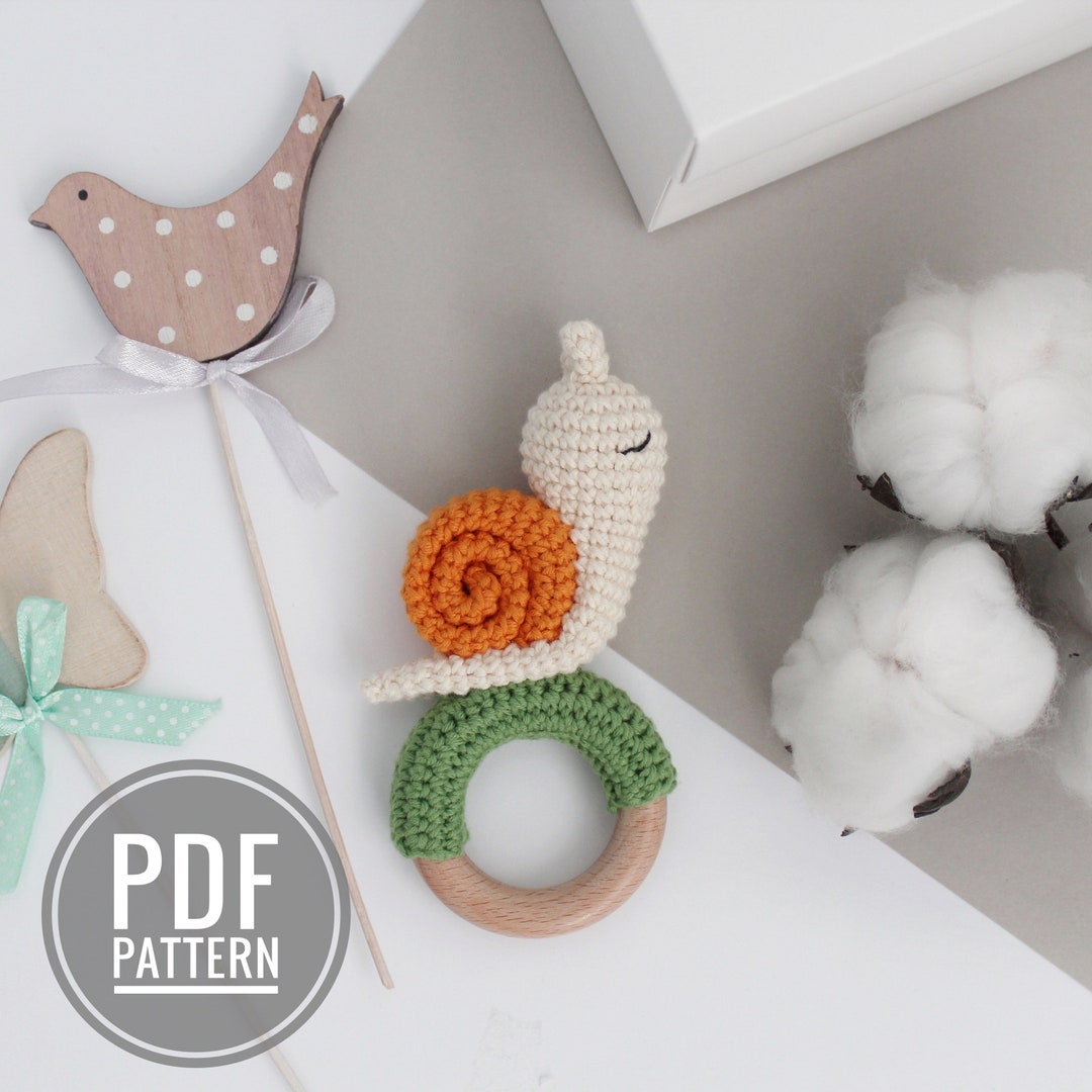 Crochet Snail Plush Baby Rattle Amigurumi Pattern Baby Toys 6 Months