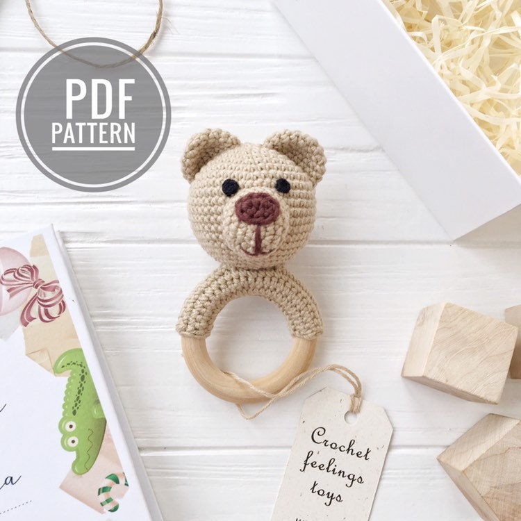 Crochet bear pattern Baby rattle pattern Amigurumi pattern Etsy
