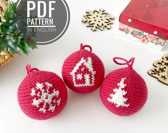 Crochet pattern Christmas tree balls ornament patterns Christmas crochet ornaments set Christmas balls decor