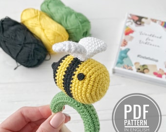 Bee crochet pattern Baby rattle crochet bee plush amigurumi pattern Crochet bumble bee plush pattern honey bee Amigurumi bee