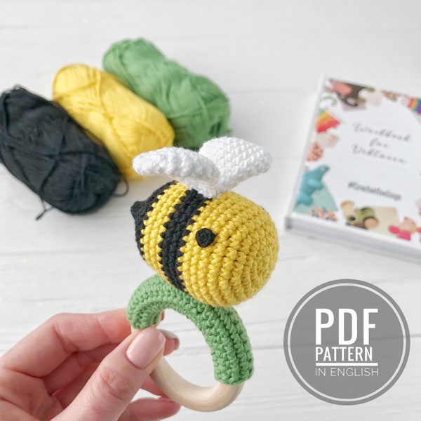 Bee crochet pattern Baby rattle crochet bee plush amigurumi pattern Crochet bumble bee plush pattern honey bee Amigurumi bee