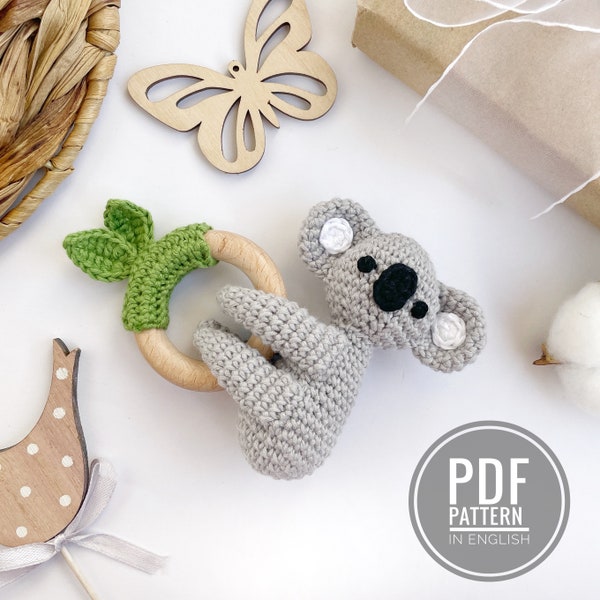 Koala bear crochet pattern baby rattle Amigurumi pattern Koala plush pattern PDF crochet animal