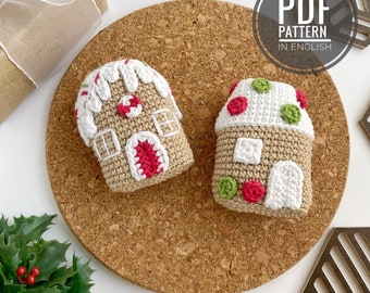 Gingerbread house crochet pattern Christmas house ornament pattern Christmas crochet ornaments Amigurumi pattern