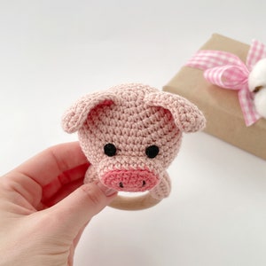 Pig crochet pattern baby rattle Amigurumi pattern Crochet pig plush pattern Baby teether Crochet farm animals image 4