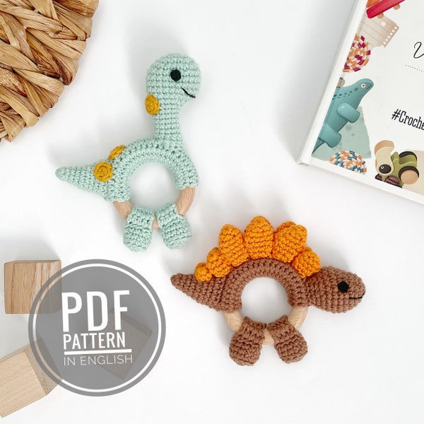 Crochet dinosaur pattern Stegosaurus plush Brontosaurus baby teether Dinosaur amigurumi pattern Stuffed dinosaur plush crochet pattern