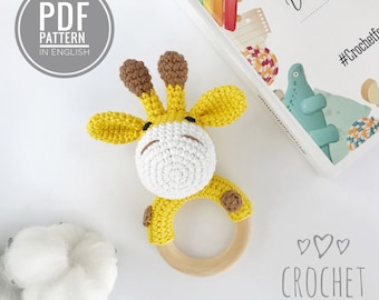 Crochet giraffe pattern Baby rattle Amigurumi giraffe pattern PDF Crochet rattle plush pattern