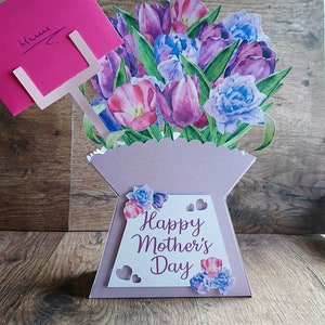 Bouquet Gift Card for Mother's Day, Print Then Cut Files, SVGs, Cricut-compatible project, Maker & Explore Air compatible, Card making SVGs