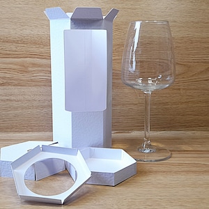 Caja de presentación SVG para una copa de vino mediana, Caja de copa de vino SVG, Caja de regalo svg, Embalaje svgs, Cricut, Silueta, ScanNcut, Studio3
