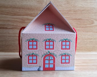 Christmas House Gift Box SVG PNG Bundle, Christmas Gift Box Template, Print Then Cut Gift Box, Cricut, Silhouette & ScanNCut, Box templates