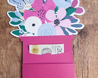 Floral Money Gift Card SVG, Sliding Card Template (Digital Download)