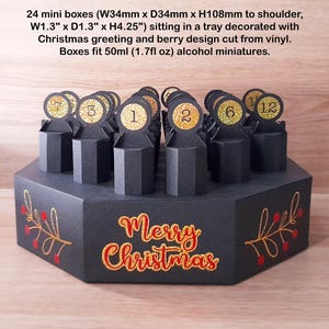 Adventskalender met 24 dozen voor miniaturen/likeuren, gunsten bruiloft, Cricut, Silhouet, ScanNCut, SVG, Studio3, CanvasWorkspace