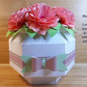 SVG-Datei-Bundle zum Schneiden einer Geschenkbox mit Rosen, große Geschenkbox-Svg, Cricut, Silhouette, ScanNCut, Siser-Svgs, Blumen-Svgs