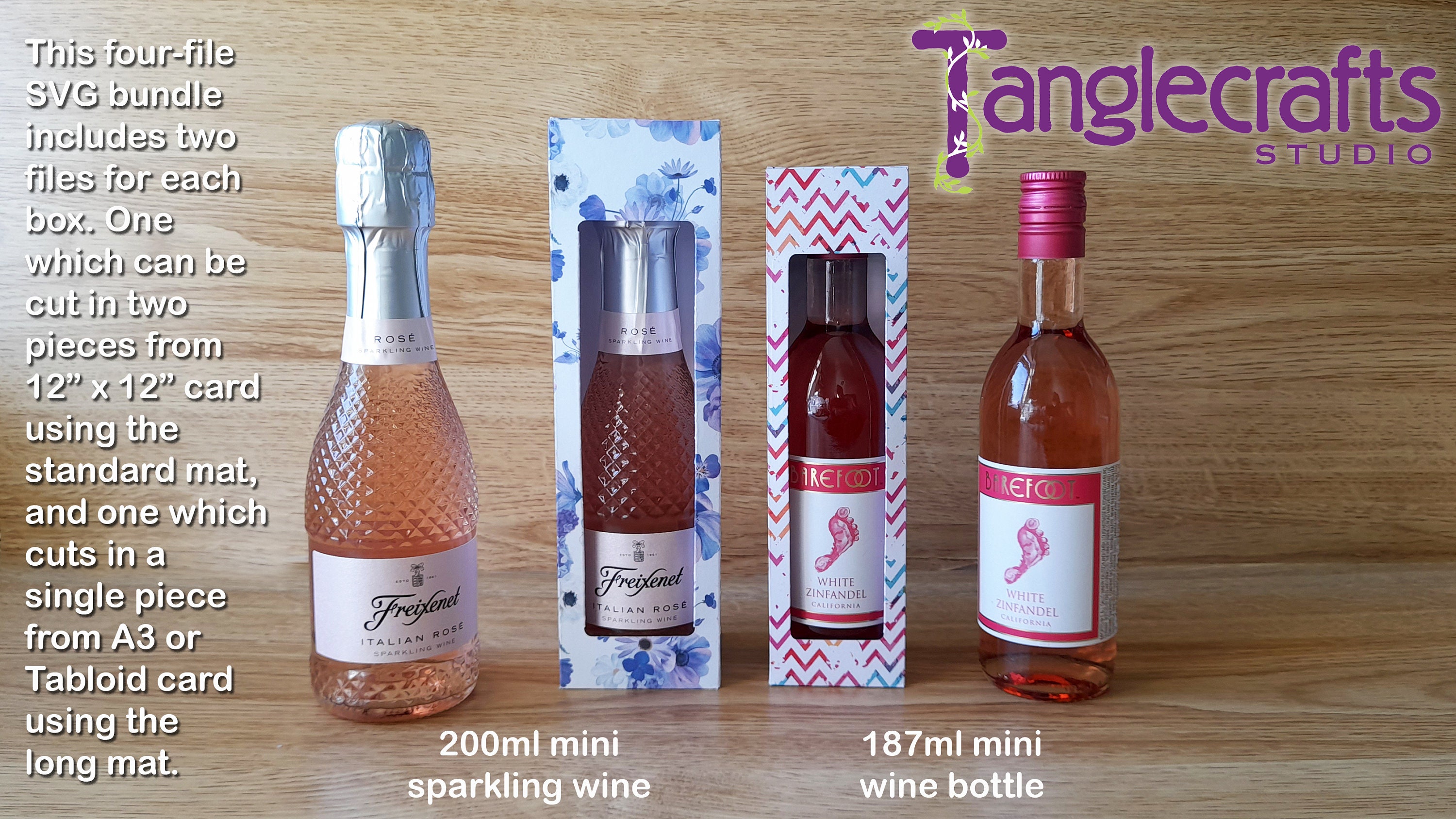 SVG 4-file Bundle to Cut Presentation Boxes for Mini Wine Bottles, Cricut,  Silhouette, Scanncut, SVG, Studio 3, Canvasworkspace - Etsy, image size:3000x1688