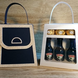 Digital files to cut gift bag for three liqueur bottles & three chocs for Cricut, Silhouette and ScanNCut, SVG, Studio 3, Canvas Workspace