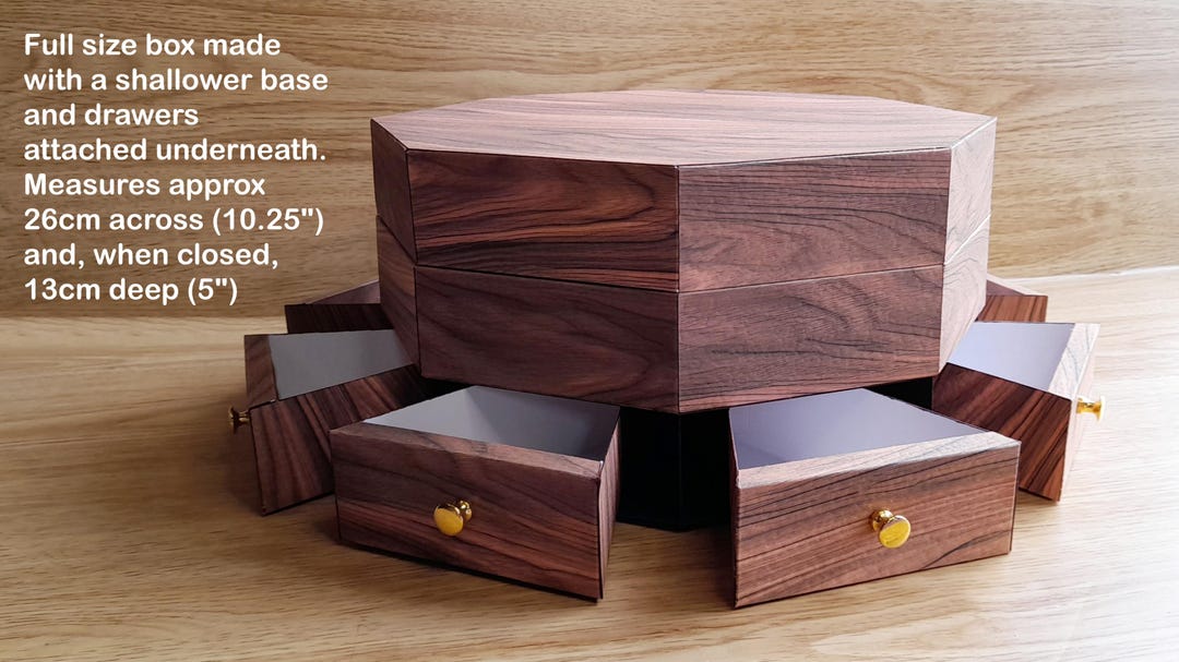 Digital Files to Cut an 8-sided Gift Box With Hinged Lid & Drawers for ...