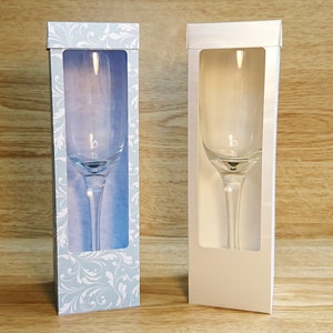 File SVG per tagliare una scatola di presentazione forte per un flute di champagne, file SVG per scatola di vetro di champagne, file SVG compatibili con Cricut